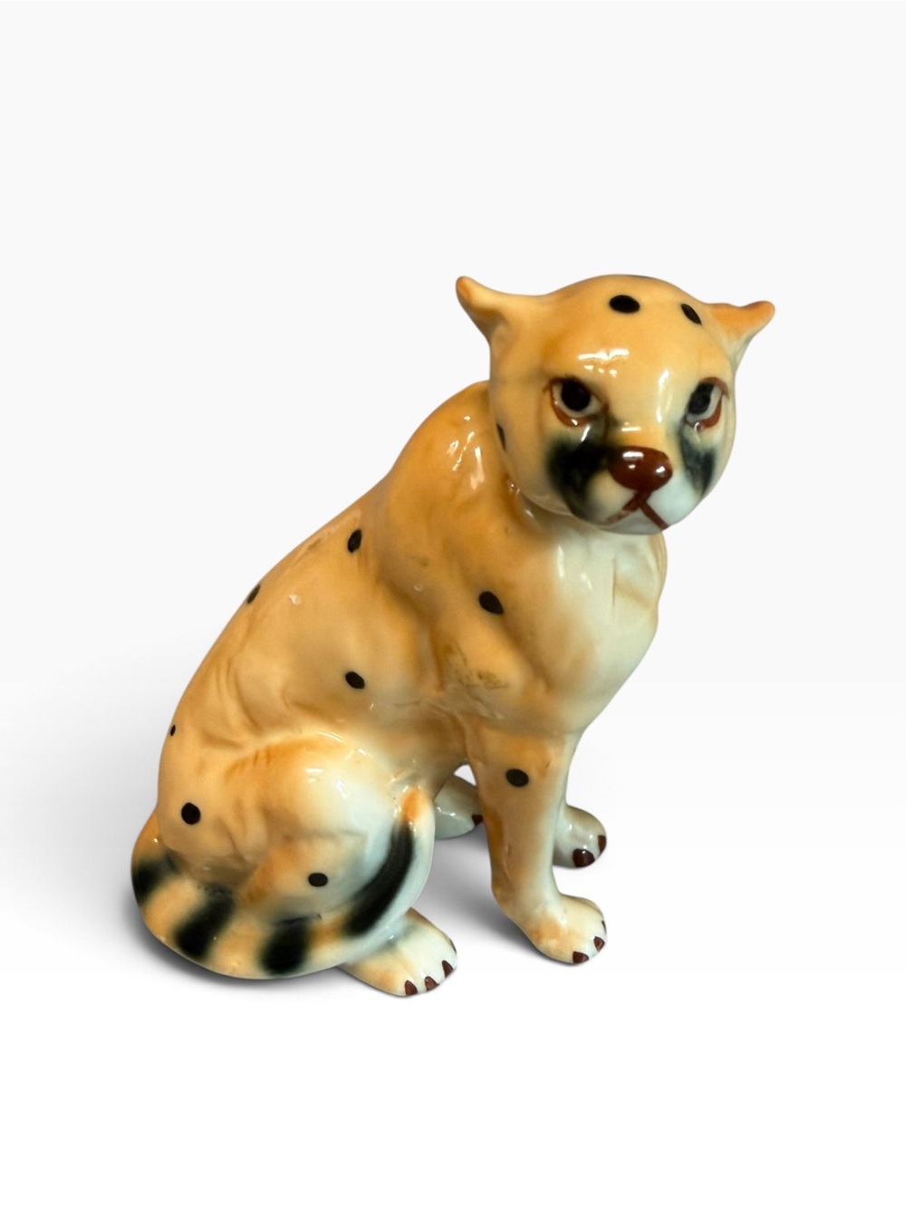 Vintage Ceramic Cheetah Figurine Sitting